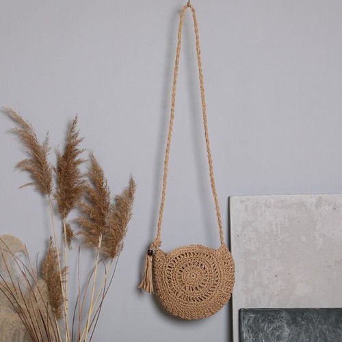 Large Capacity Straw Weave Crossbody Bag Tassel Small Beach Bag Beach - Picture 9 of 14