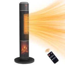 Space Heater w/3D Oscillating 1500W Electric Tower Heater with Remote (25"/ 33")