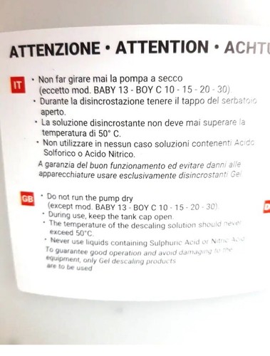 POMPA GEL DISINCROSTANTE LAVAGGIO CALDAIA 15 LT BOY C 15 121.030.00 - Foto 4 di 4