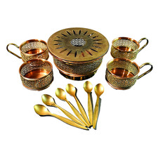 Stövchen Metall Kupfer Messing 50er 60er MID CENTURY Rechaude Löffel