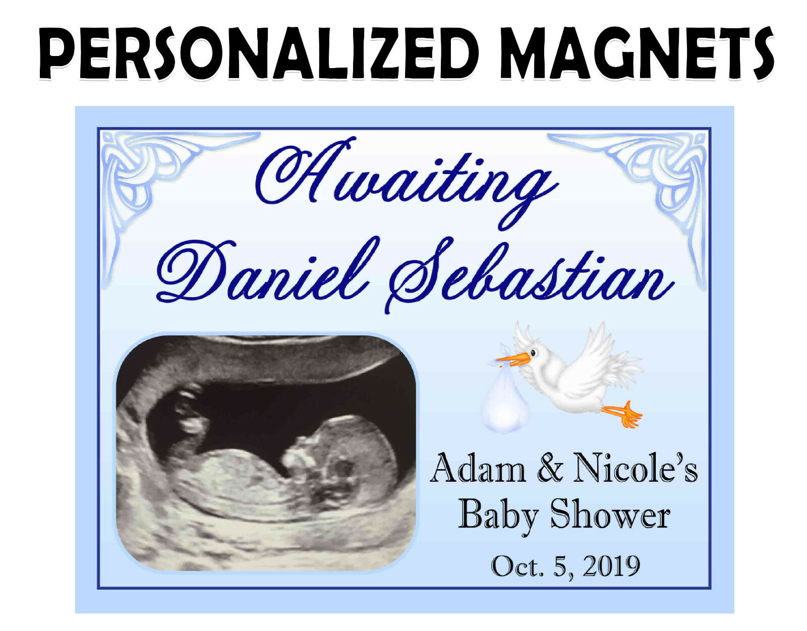 Sonogram Magnets 15 ULTRASOUND BABY SHOWER FAVORS PERSONALIZED MAGNETS SONOGRAM | eBay
