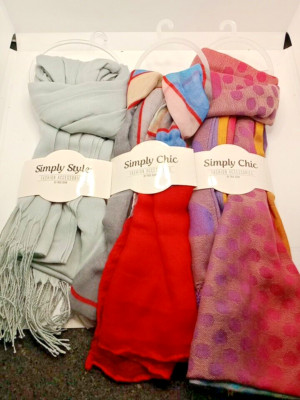 3X Simply Chic- Womens Scarf- One Size, Assorted Colors/Patterns