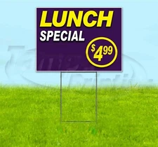 LUNCH SPECIAL 4 DOLLARS 18x24 Yard Sign WITH STAKE Corrugated Bandit BUSINESS