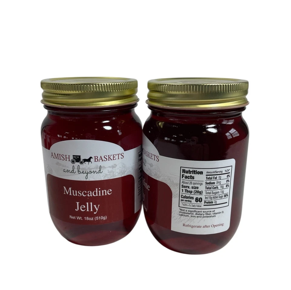 Amish Muscadine Grape Jelly Non GMO All Natural Vegan - 18 oz - 2 Jars - Image 2 of 4