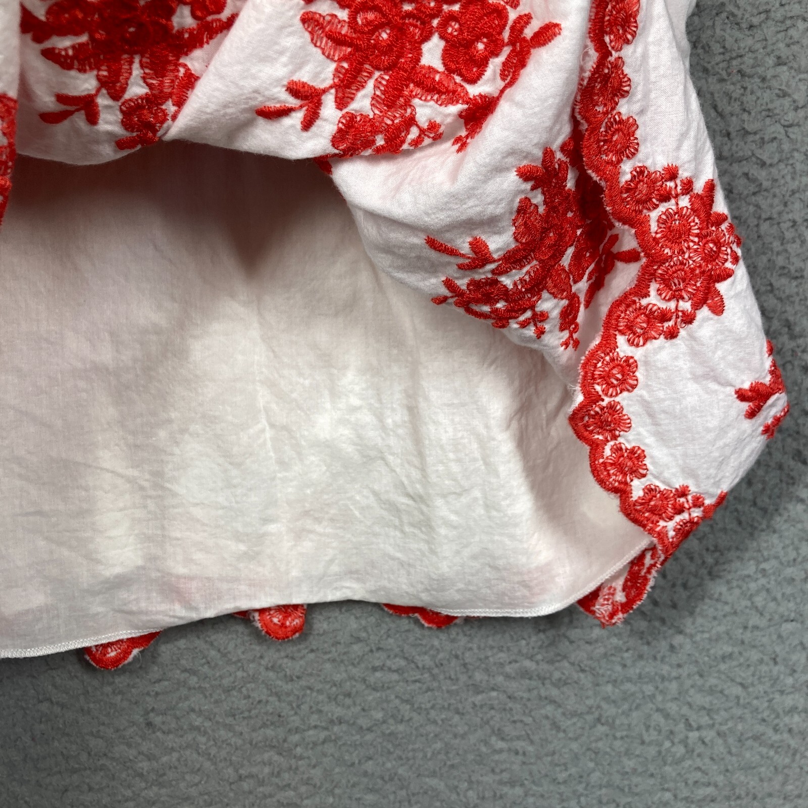 Miami Top Womens Small White Orange Sleeveless Lined Embroidered Babydoll Beachy