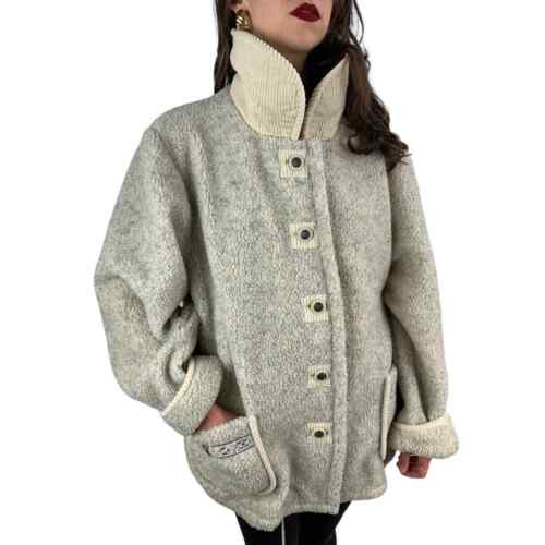 1970's reversible gray thick sweater coat - image 1