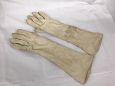 French Kislav Kid Leather White Opera Evening Gloves Silk Lining France sz 7