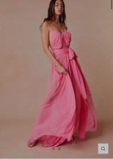 LoveshackFancy Zamia Dress NWT Size M Pink daiquiri Silk Chiffon