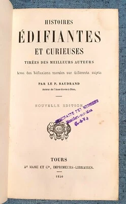 1850 Histoires Edifiantes Et Curieuses Tirees Des Meilleurs Auteurs Antik Buch - Bild 1 von 4