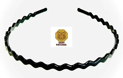 Black Wavy Sports Hairband Headband Girls Womens Ladies Kids Mens Gym Alice Band