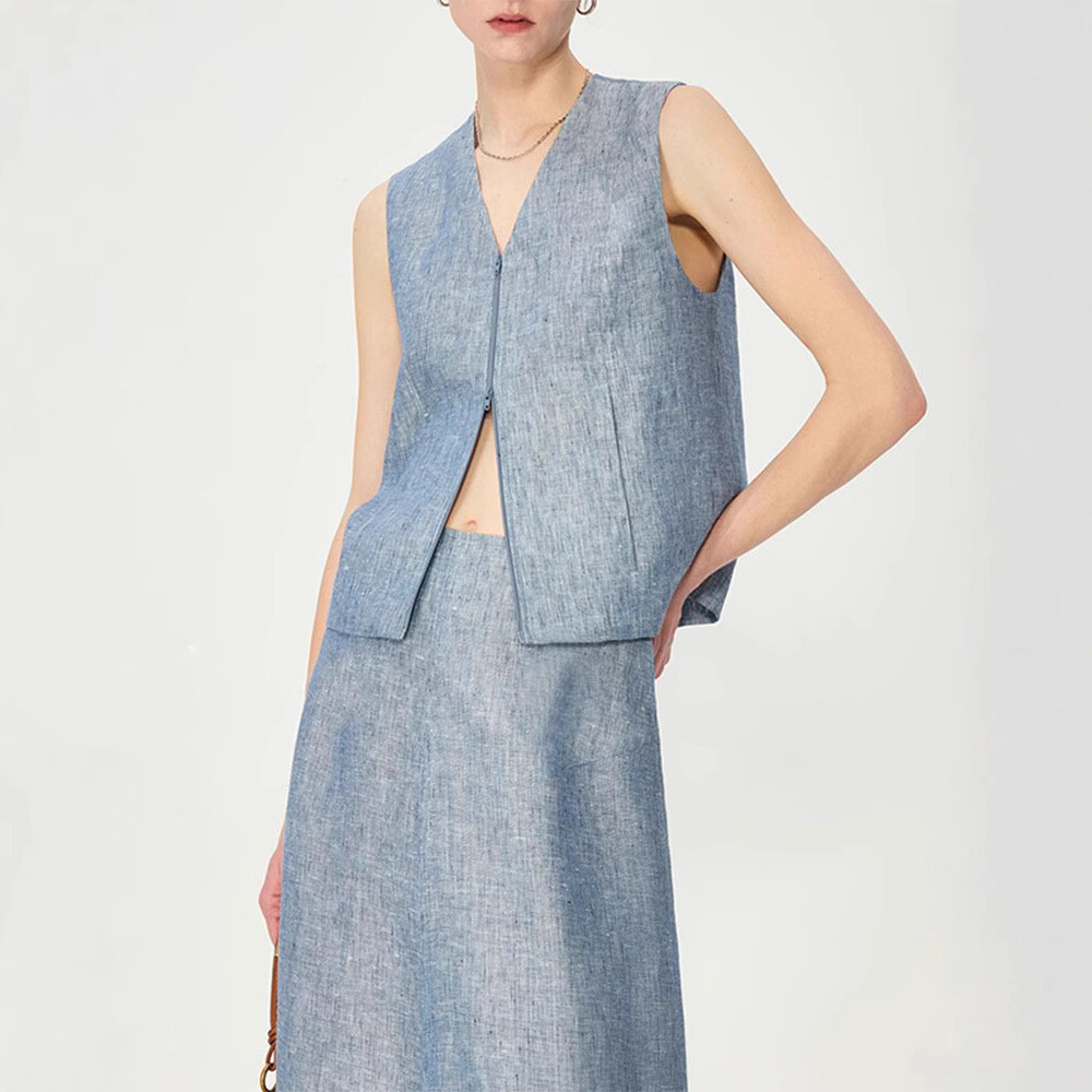 FILA Set gonna corta donna THE ROW estiva nuova doppia zip + canotta scollo a V semplice