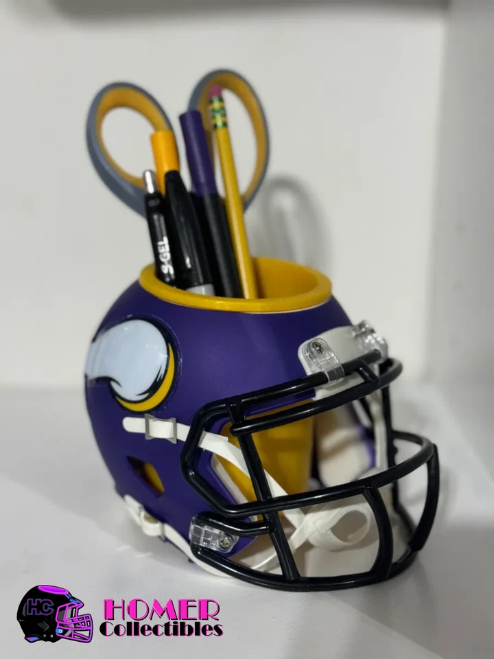 Mini organizador de escritorio de casco Minnesota Vikings - decoración de oficina/mancave de la NFL Foto 2 de 3