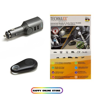 TECHNAXX  TX 100 Universal Auto Alarm 2 USB 2.0 Anschlüsse 110dB Neu Ovp