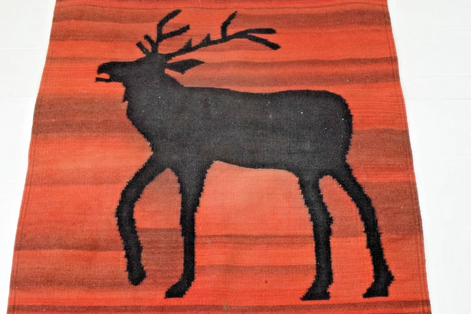 Vintage Wool Tapestry Wall Hanging 70s Moose Southwestern Colors Thick Weave - Image 3 of 4