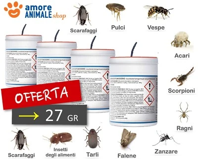 Vebi DURACID FUMOGENO → 11 / 27 gr - Insetticida Insetti Volanti e Striscianti