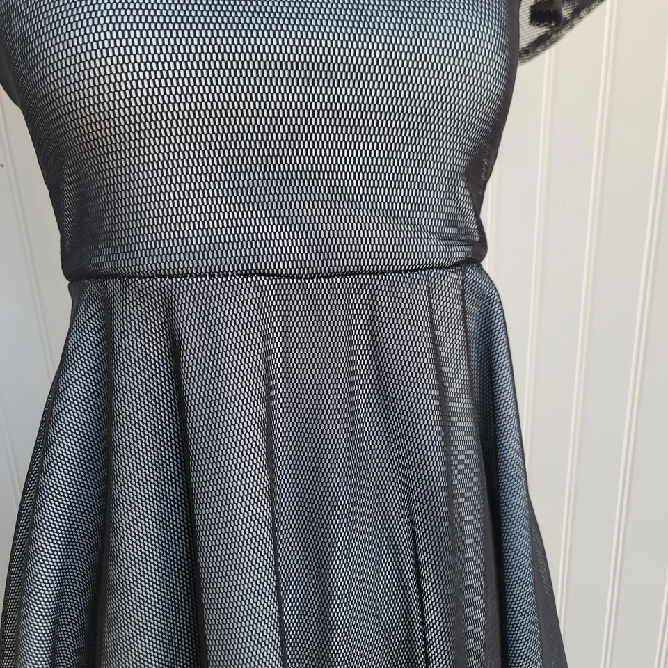 Vestido Pastorelle Pippa & Julie Malla Negro Azul Línea A Manga Gorra Niñas Grandes Talla 16 Foto 4 de 4