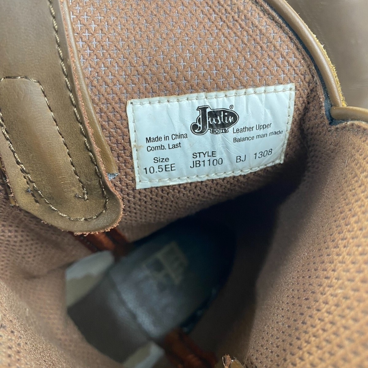 Justin Brown Leather Western, Cowboy‎  Boots JB1100 Mens Size 10.5  EE Justin Boots JB1100 Butch Tan Brown Farm Ranch Cowboy 10 EE  main image 3
