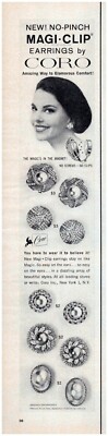 Coro Costume Jewelry 1960 Magi Clip Earrings Quarter Page Print Ad - 2.5 x 12