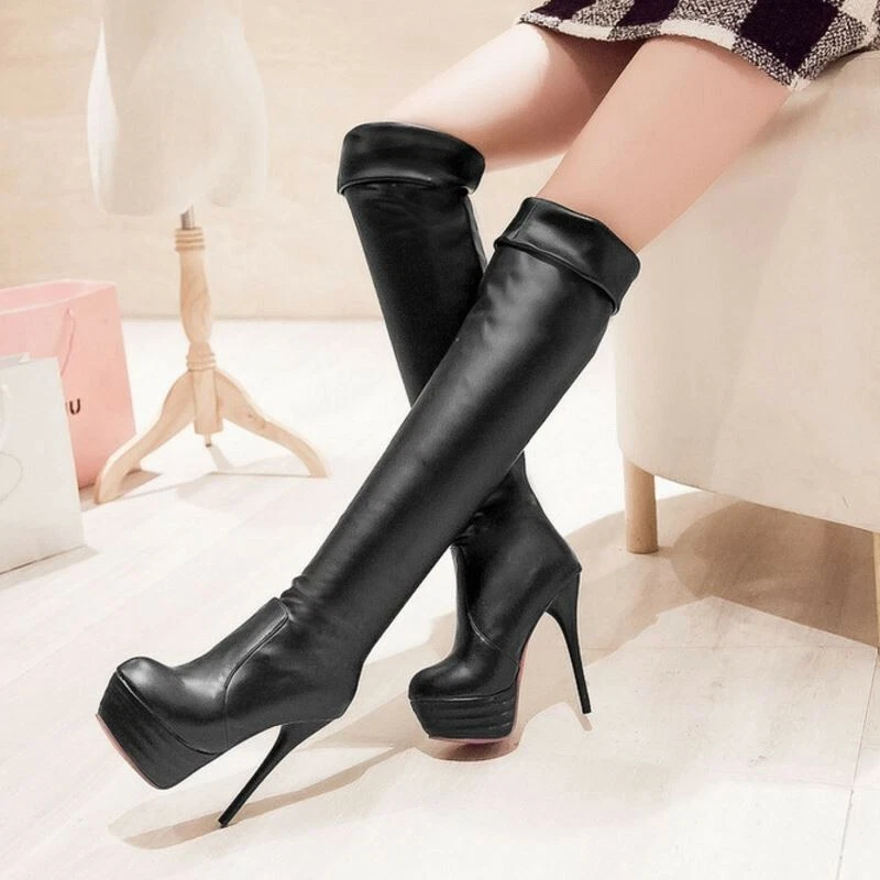 Bottes Cuissardes Sexy Cuir Mode Fashion Haut Talon P34 46