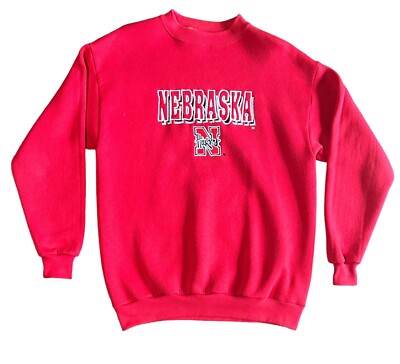 Logo Nebraska Huskers VTG Red Pullover SweatShirt Sweater