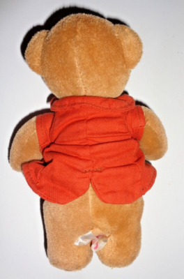 JB3 PELUCHE VINTAGE JEMINI PETIT OURS MARRON BRUN VESTE ROUGE
