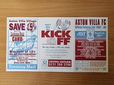 Aston Villa Official Fixture List 1997-98