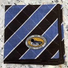 MAN HANDKERCHIEF STRIP BROWN BLUE VTG CLASSIC COTTON POCKET ART SQUARE18   JP223