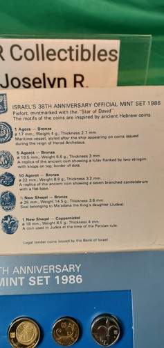 Set Monete Israele Ufficiale Zecca Piefort Nuove Sheqel 1986 Non Circolate - Foto 4 di 12
