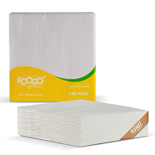 FOOGO Green 100 pezzi Tovaglioli di Carta Bianca, 33 x 33 cm, Tovaglioli (q0K)