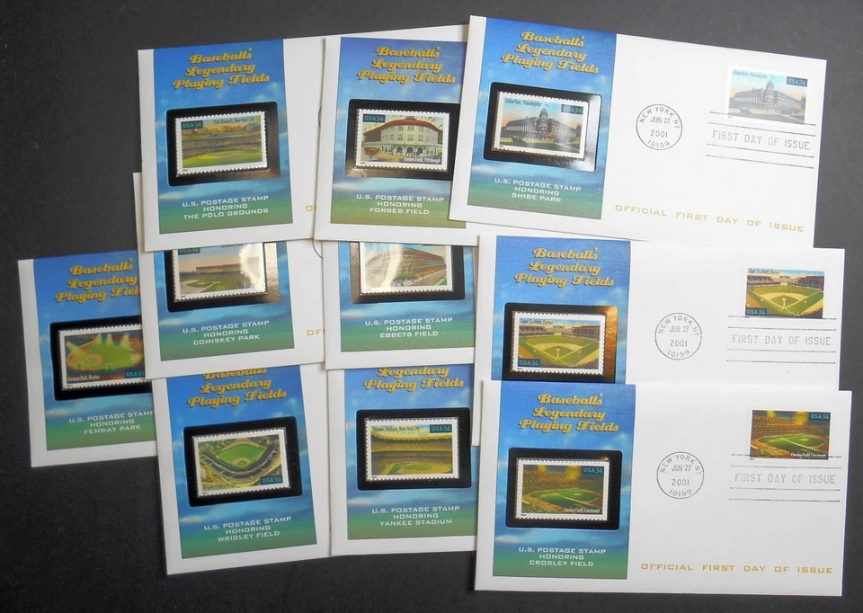 2001 Baseball Playing Fields Sc 3510-3519 set of 10 FDCs with Fleetwood cachets - Image 3 of 4