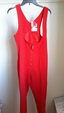 Vintage OBERMEYER Women Size 14L Red Ski Overalls Wool/Nylon/Spandex Style 37037