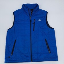LL Bean PrimaLoft Packaway Vest Mens Large Nylon Blue Quilted Full Zip
