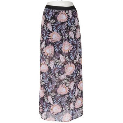 Divided by H&M, Maxirock, Größe: 38, Schwarz/Mehrfarbig, Blumen, Damen #NPh