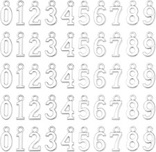 50Pcs Metal 0-9 Number Charm Pendants 0-9 Charms for DIY Craft Keychains DIY Jew