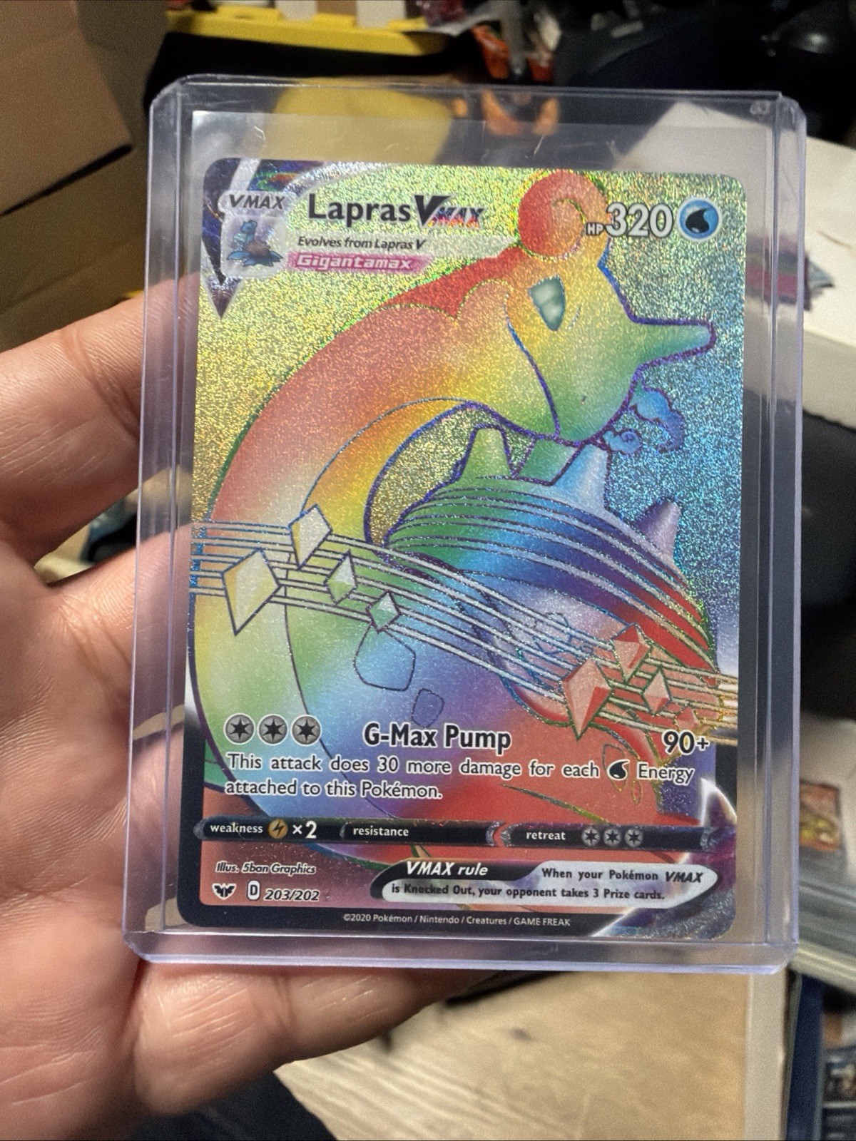 Lapras VMAX 203/202 Sword & Shield Secret Rare Holo 320 HP RAINBOW
