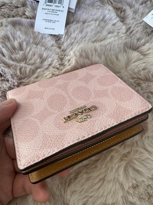 NWT Coach CEC34 Snap Wallet in Signature Canvas & Leather Powder