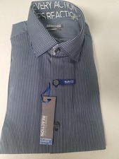 Kenneth Cole Reaction Tech Dress Shirt Navy Stripe Dress Shirt Sz. 15 32/33 New