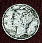 1943-S Mercury Dime 90% Silver Free Shipping