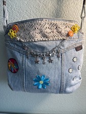 Vintage Jean Purse 70s 80s Shane Denim Purse HandBag Y2K Festival Boho Patches