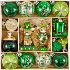 Highland Cow St. Patrick's Day Ornament Set - 30Pcs Shamrock Decor