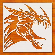 Reusable Dragon Head Stencil Template - Majestic Tribal Wall Art DIY by Stenc  