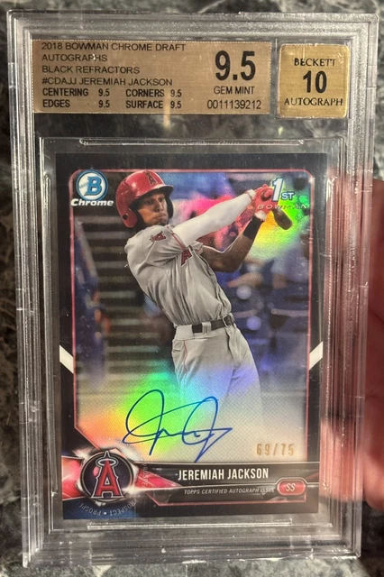 2018 1st Bowman Chrome JEREMIAH JACKSON BLACK Refractor Auto - BGS 9.5/10 - #/75