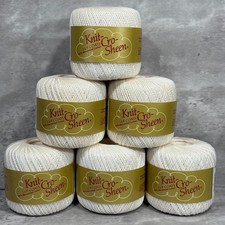 J. P. Coats Lot Of 6 Knit-Cro-Sheen 100 Mercerized Cotton Crochet Thread White
