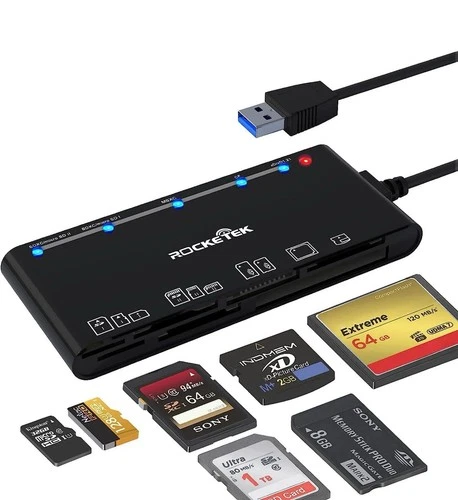 Rocketek SD Card Reader + USB C Adapter Upgraded 7 IN 1 Memory Card Adapter 3.0