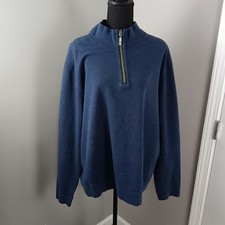 Tommy Bahama Sweater Mens 2XL Blue Maroon Reversible Half Zip Pullover Casual