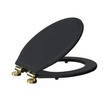 Roper Rhodes Harrow Matt Black Toilet Seat - Brass Hinges HASCTSBB-SF
