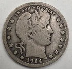 《Silver》1914 USA BARBER QUARTER -- .1808 OZ of SILVER!!!