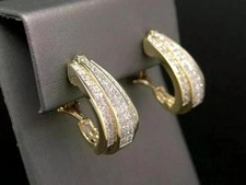 2Ct Princess Cut White Lab-Created Huggie Hoop Earrings 14k Yellow Gold Plated