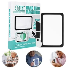 5X Foldable LED Magnifying Glass Handheld Full Page Magnifier with Reading Light