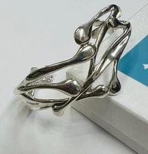 Hagit Gorali Sterling SIlver modernist abstract HG Thailand Cuff bracelet
